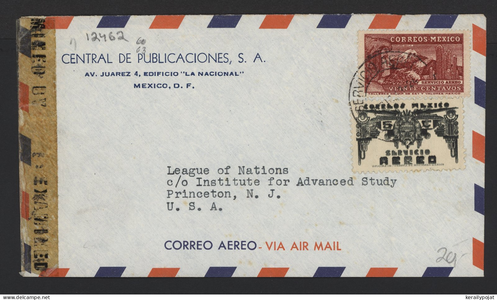 Mexico 1940's Censored Air Mail Cover To Denmark__(12462) - Mexico