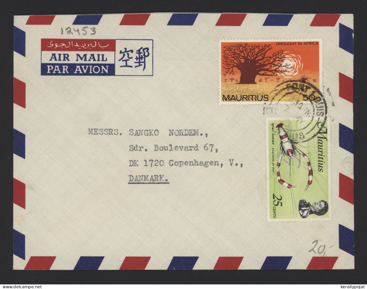 Mauritius 1970's Port Louis Air Mail Cover To Denmark__(12453) - Mauricio (1968-...)