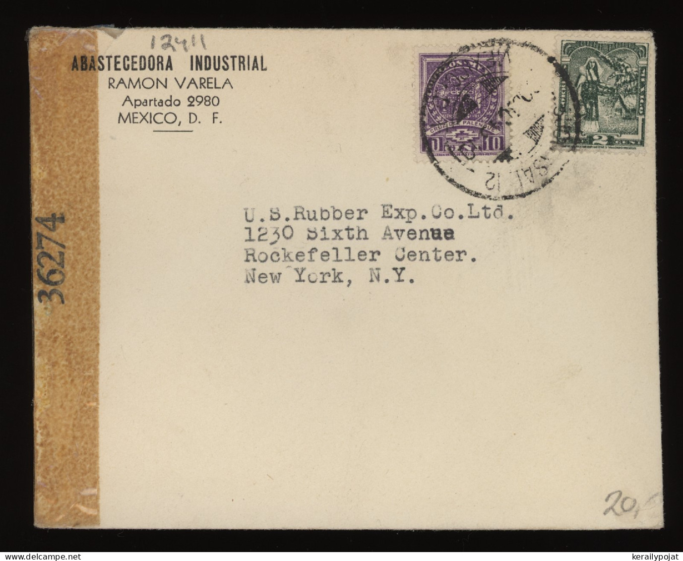 Mexico 1930's Air Mail Cover To USA__(12411) - Mexico