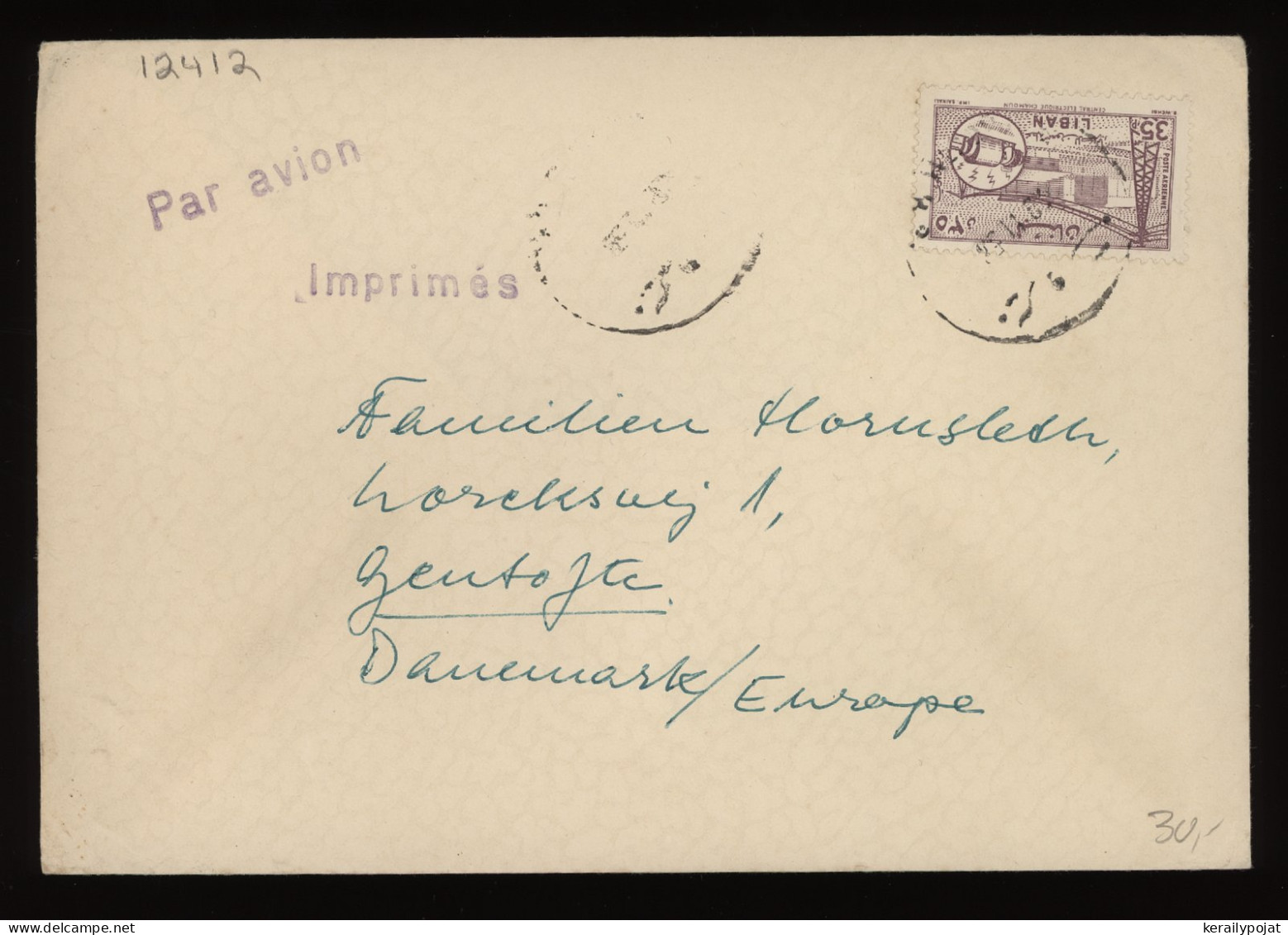 Lebanon 1950'a Air Mail Cover To Denmark__(12412) - Lebanon