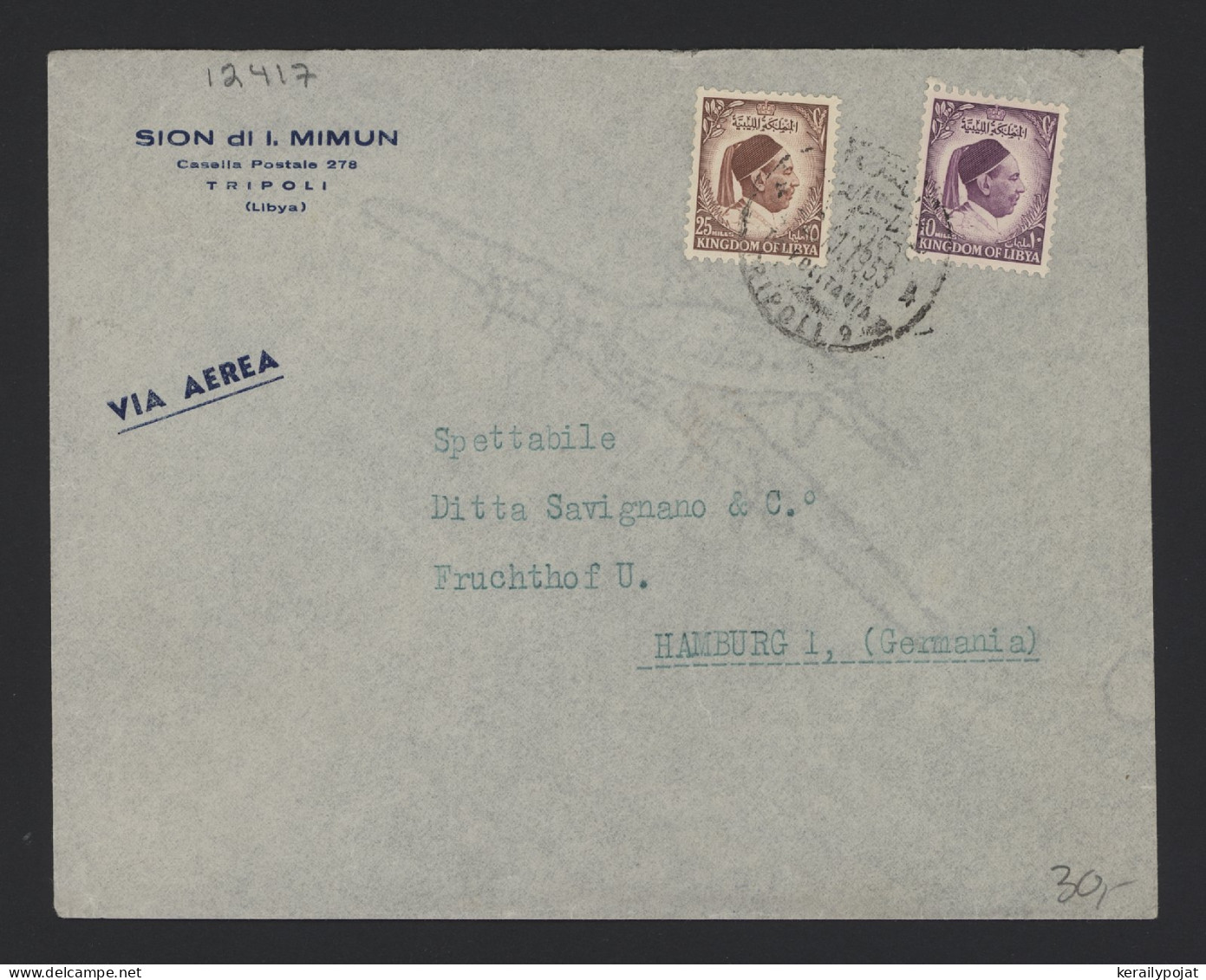 Libya 1953 Tripoli Air Mail Cover To Germany__(12417) - Libye