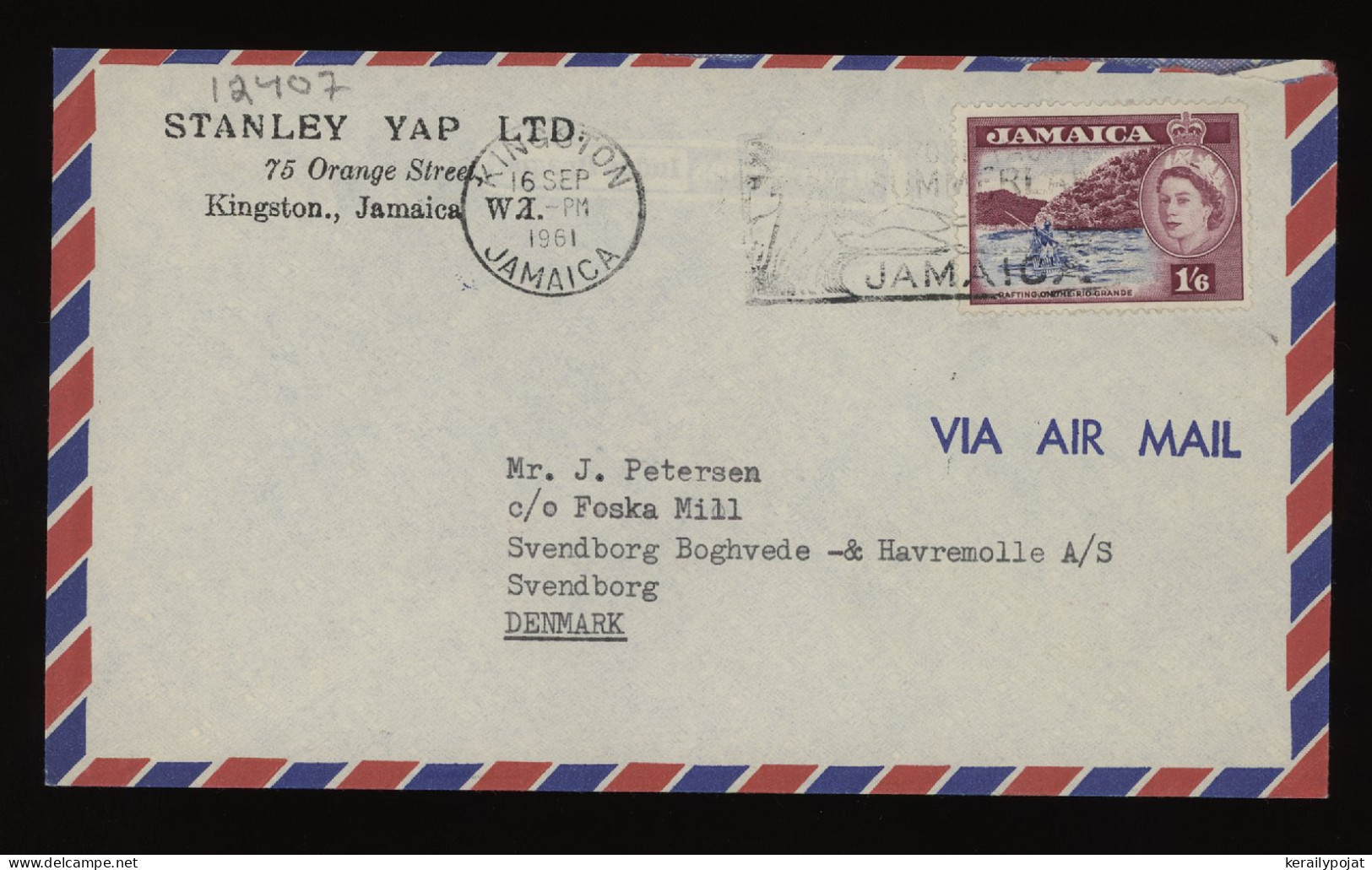 Jamaica 1961 Kingston Air Mail Cover To Denmark__(12407) - Jamaïque (...-1961)