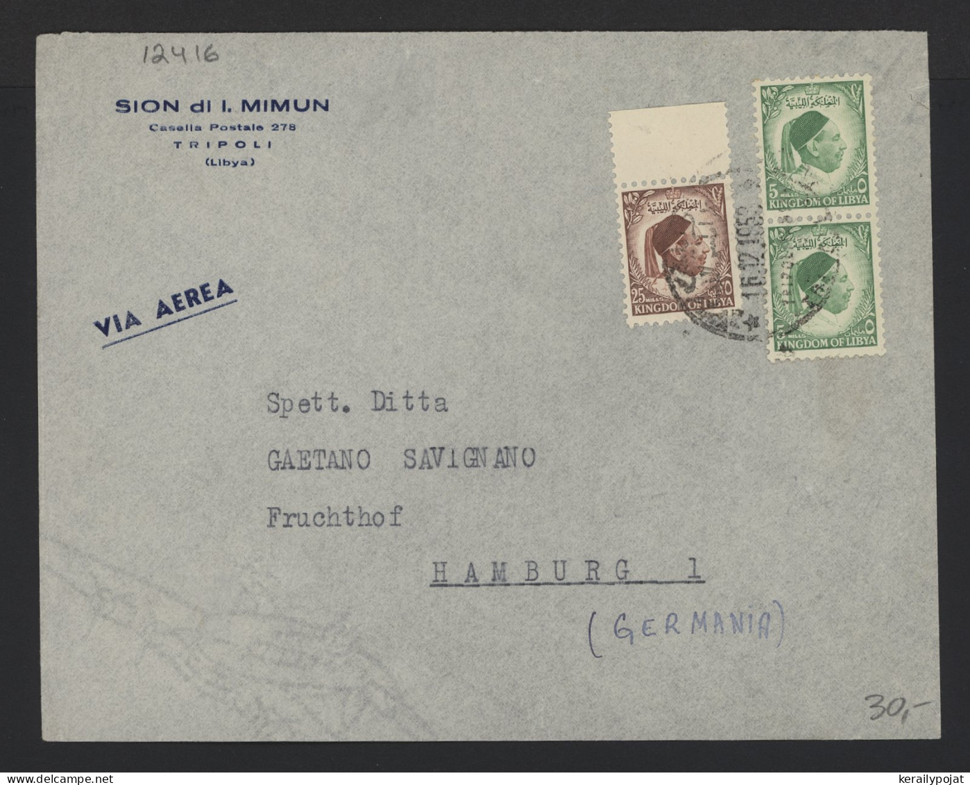 Libya 1953 Tripoli Air Mail Cover To Germany__(12416) - Libye