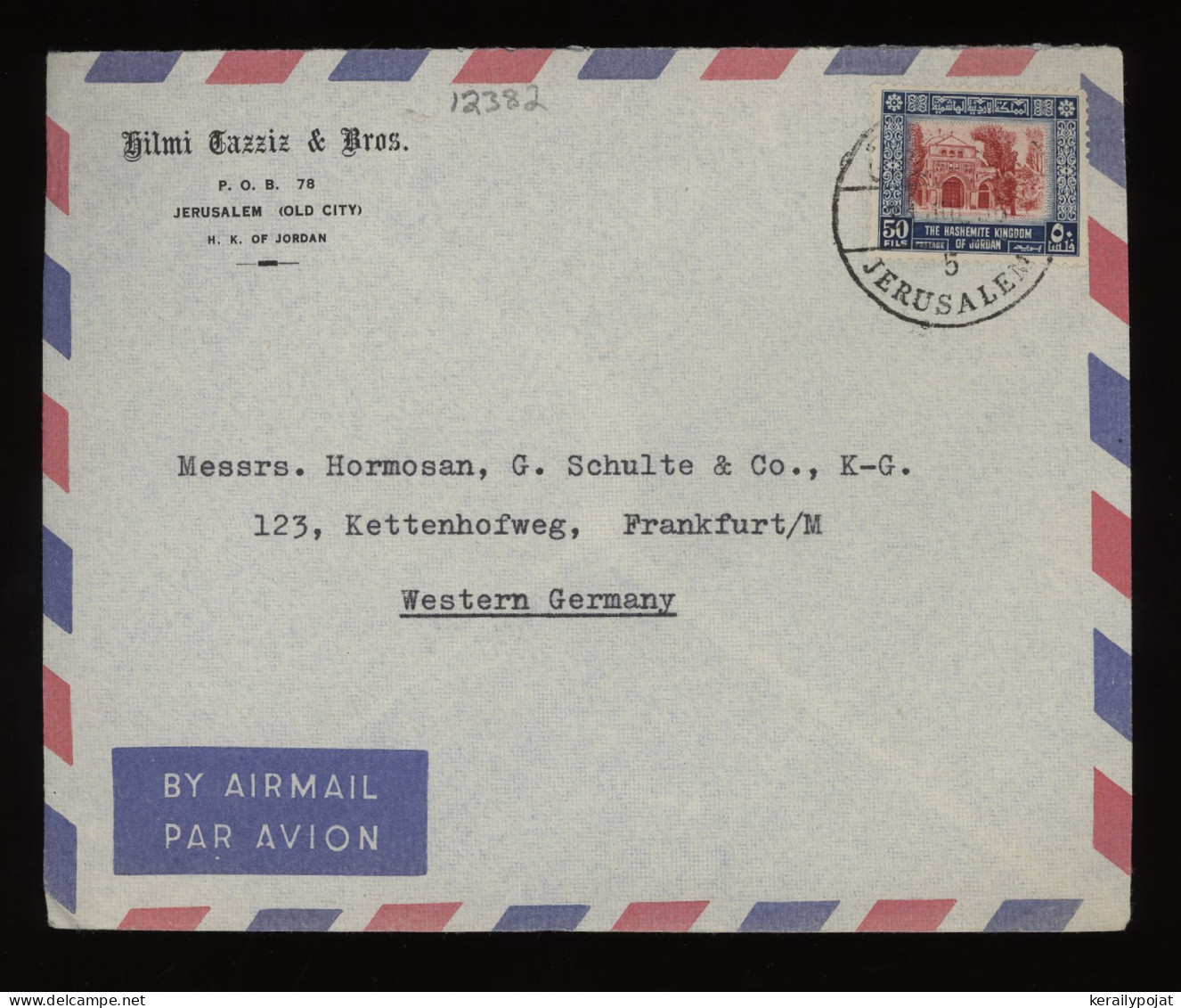 Jordan 1950's Jerusalem Air Mail Cover To Germany__(12382) - Jordanien