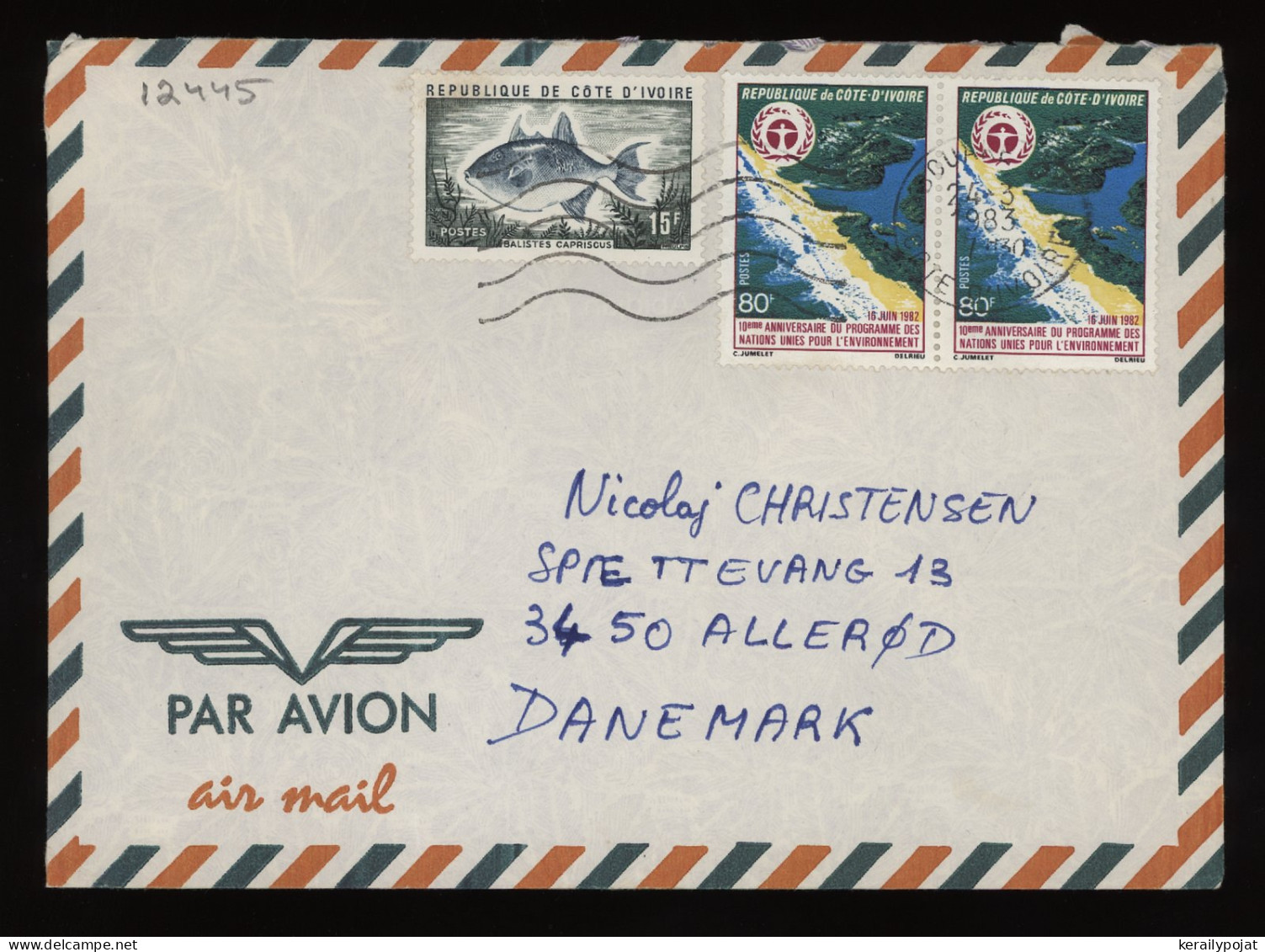Ivory Coast 1983 Air Mail Cover To Denmark__(12445) - Costa D'Avorio (1960-...)
