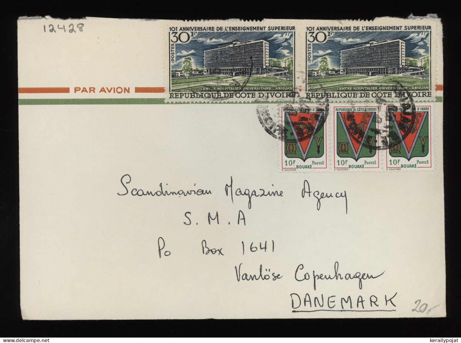 Ivory Coast 1970's Air Mail Cover To Denmark__(12428) - Costa D'Avorio (1960-...)