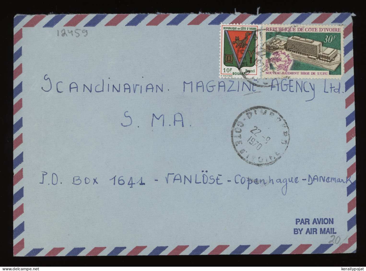 Ivory Coast 1970 Air Mail Cover To Denmark__(12459) - Costa D'Avorio (1960-...)