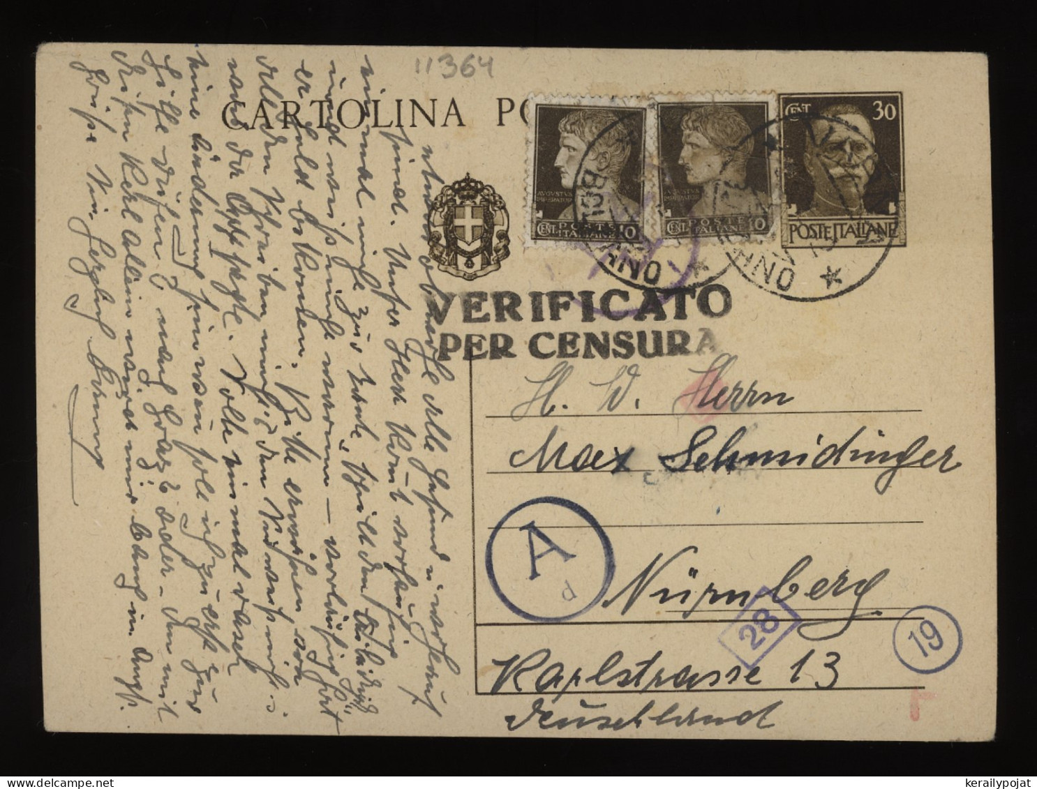 Italy 1942 Vara Censored Stationery Card To Nurnberg__(11364) - Ganzsachen