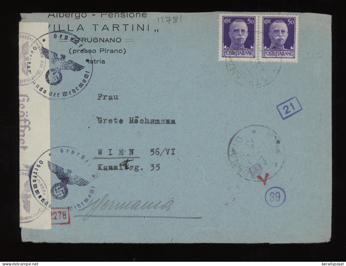 Italy 1942 Censored Business Cover To Wien__(11781) - Storia Postale