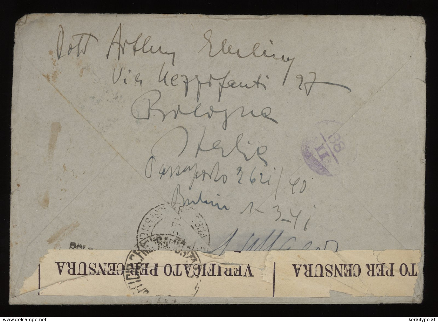 Italy 1942 Bologna Censored Cover To Germany__(11232) - Storia Postale