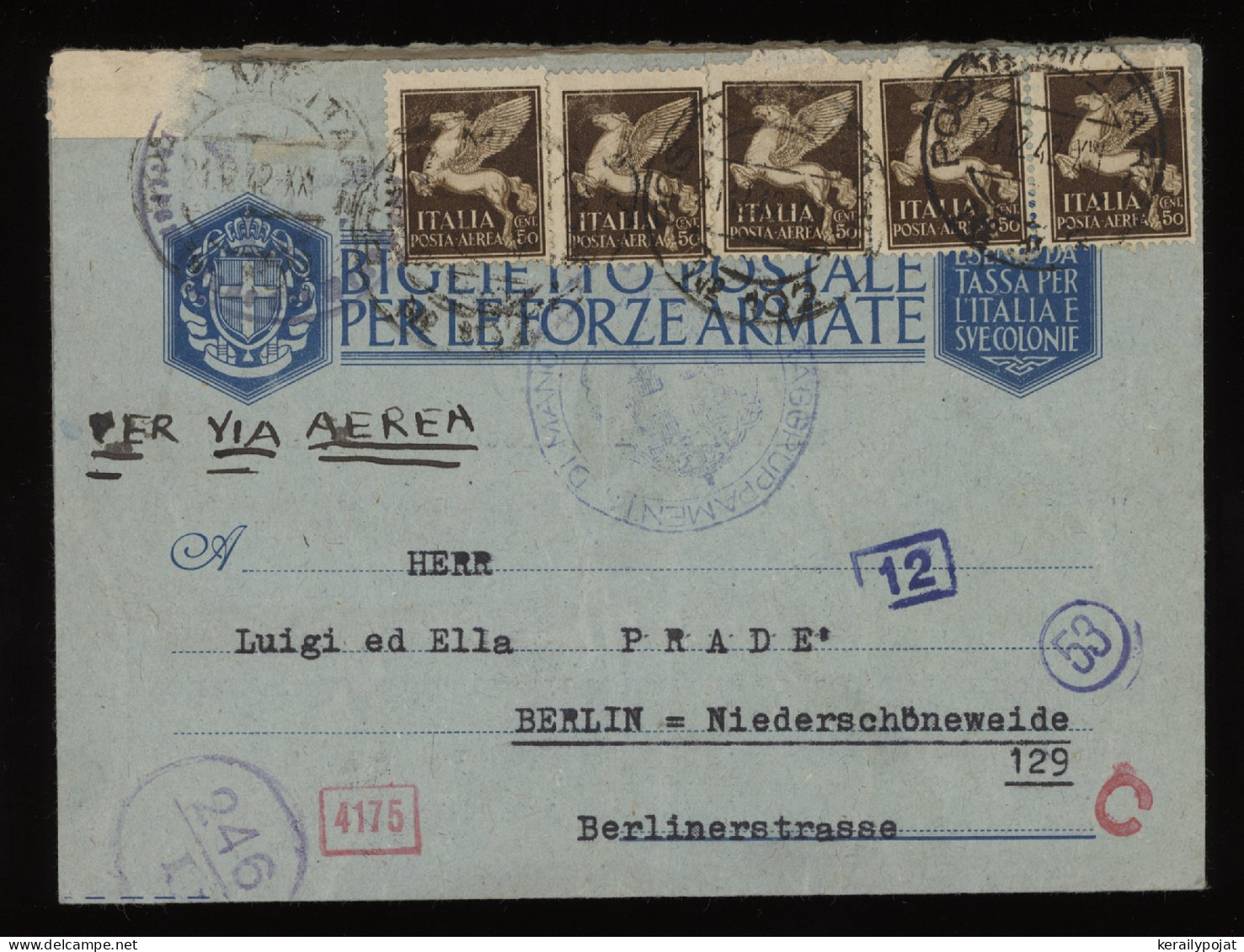 Italy 1942 Censored Airmail Letter To Berlin__(11204) - Storia Postale