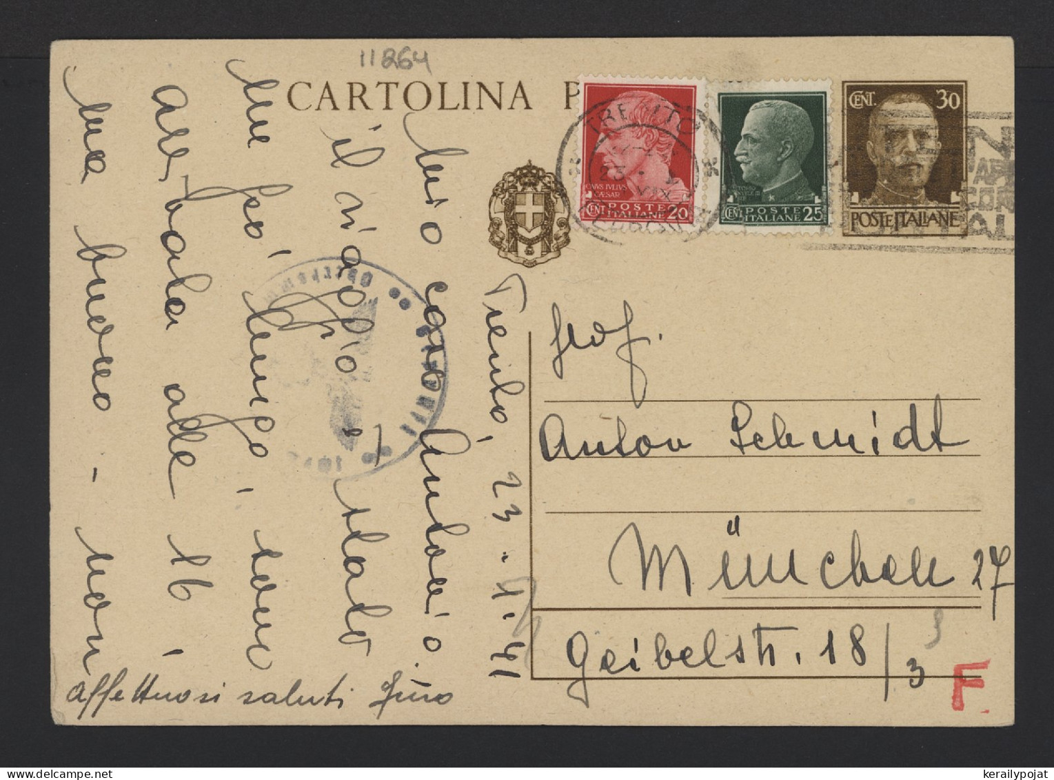 Italy 1941 Trento Censored Stationery Card To Munchen__(11264) - Entiers Postaux