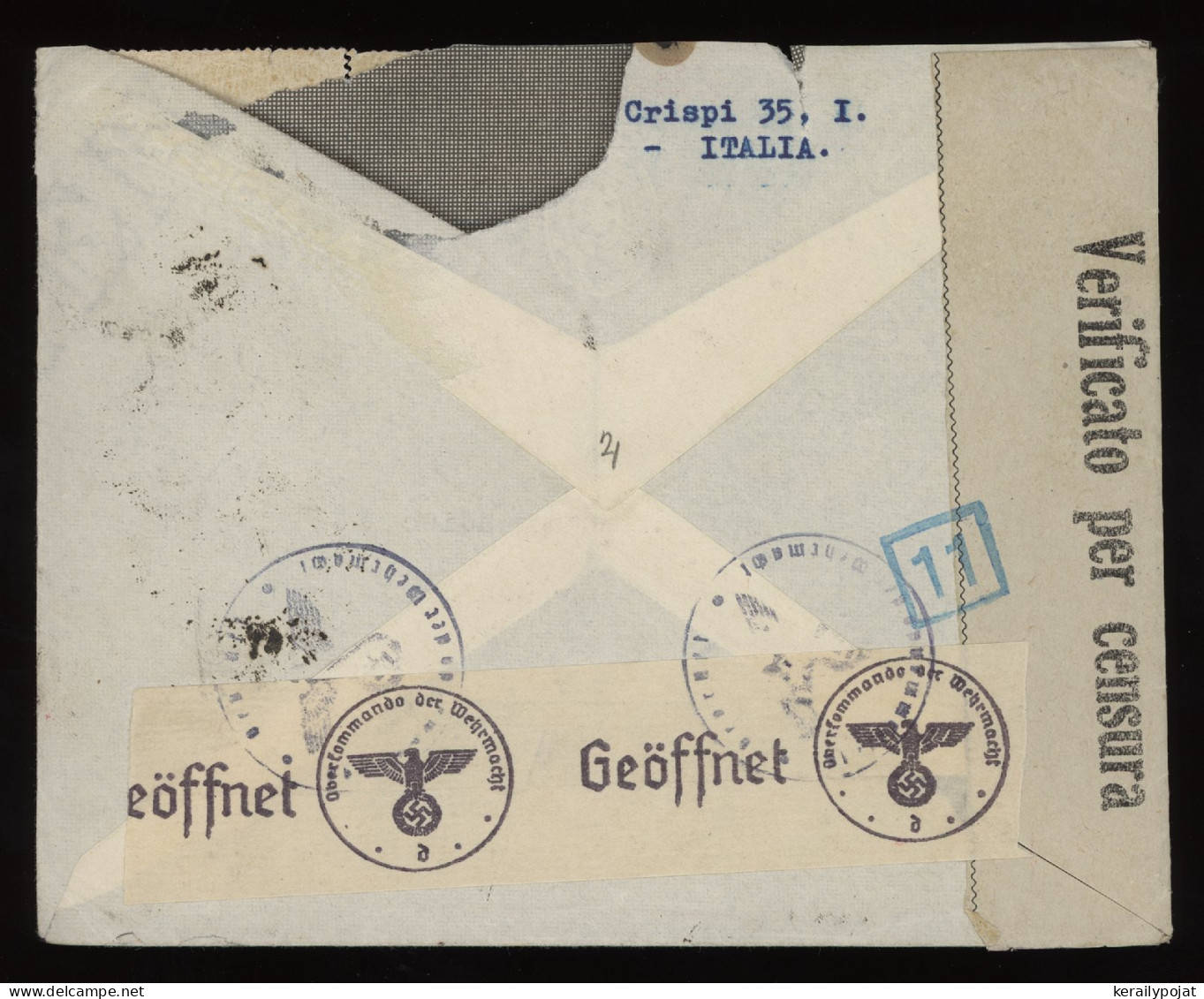 Italy 1941 Trieste Censored Air Mail Cover To Germany__(11231) - Airmail