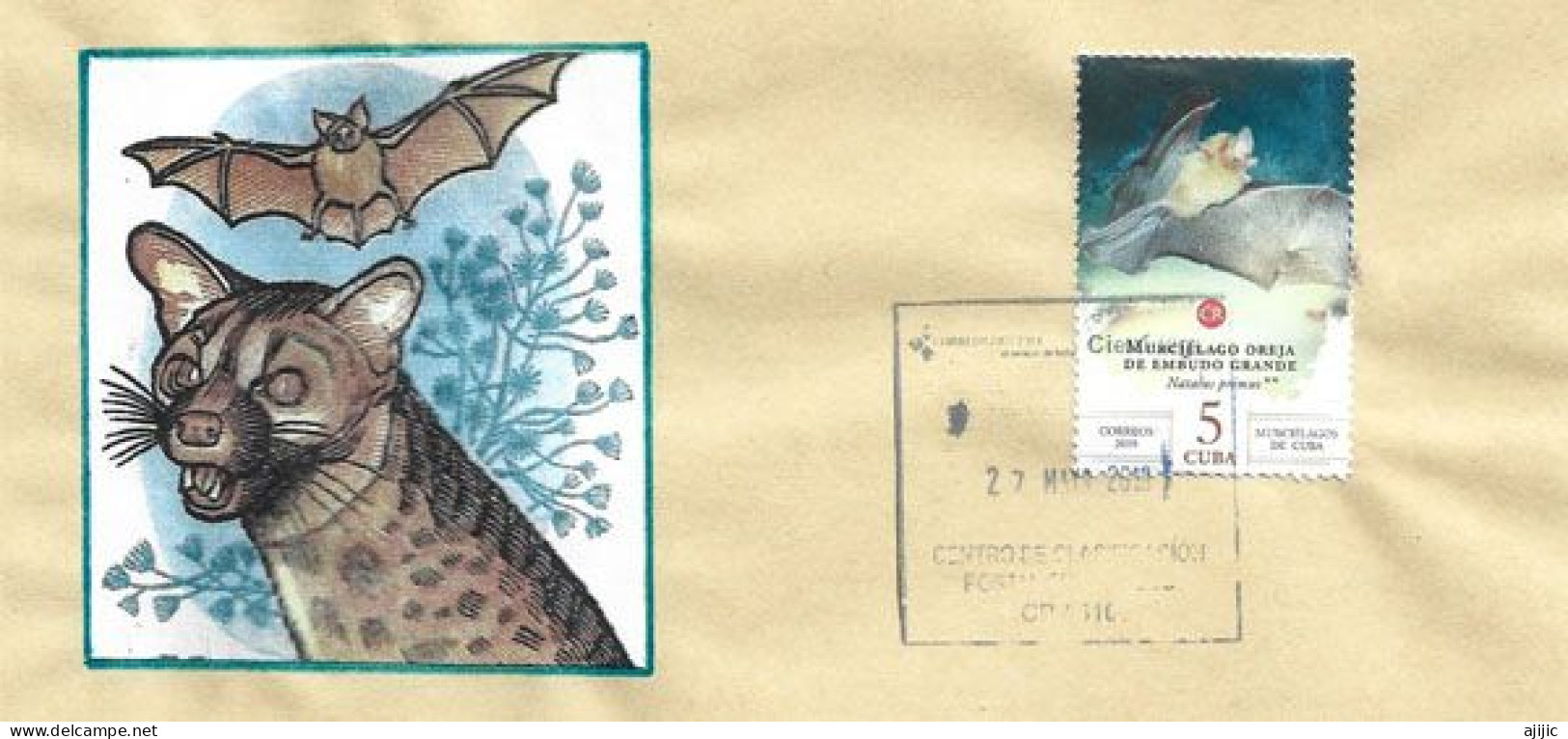 Natalide Paillée De Cuba, (Natalus Primus) Sur Lettre De Cienfuegos (Cuba) - Bats