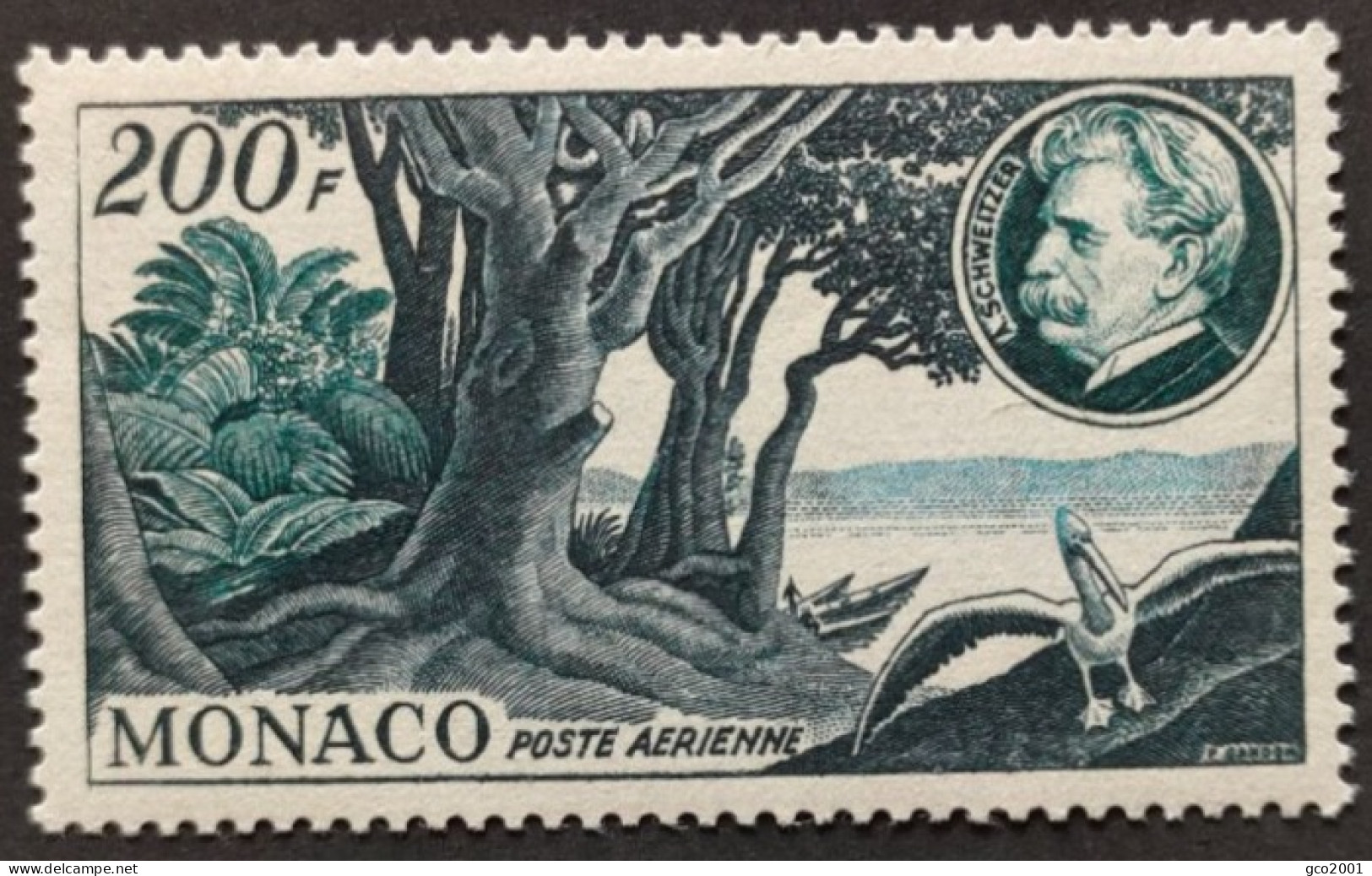 MONACO / YT PA 59 / FLEUVE OGOOUE - ALBERT SCHWEITZER - OISEAU / NEUF ** / MNH - Airmail