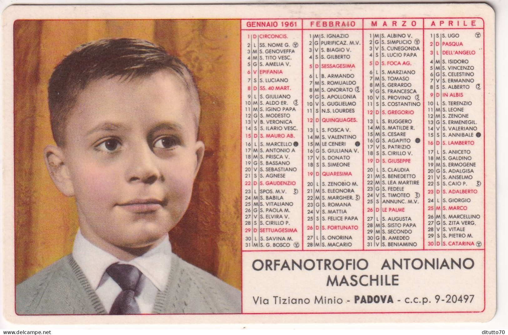 Calendarietto - Orfanotrofio Antoniano Maschile - Padova - Anno 1997 - Petit Format : 1991-00