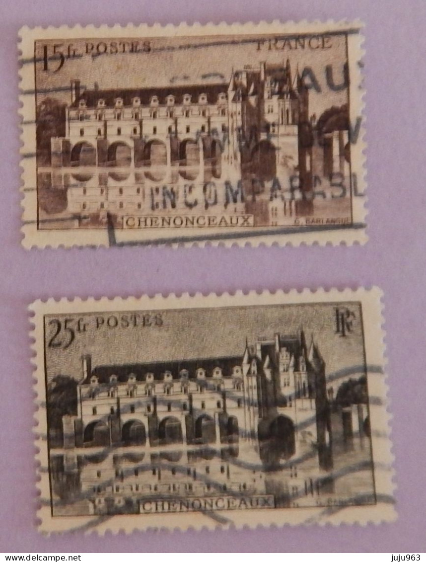 FRANCE YT 610/611 OBLITERES "CHATEAU DE CHENONCEAUX" ANNÉE 1944 - Used Stamps