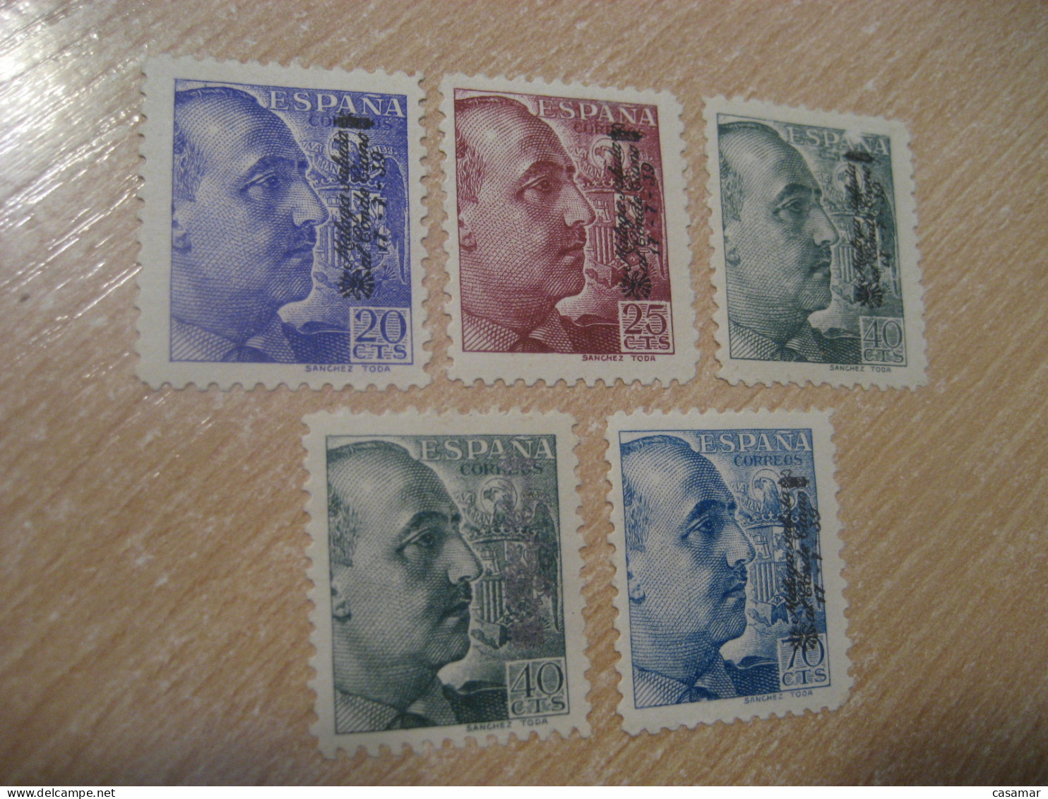 MALAGA SALUDA AL CONDE CIANO 1939 Overprinted SPAIN Franco Sanchez Toda 5 Stamp Civil War Patriotic Militar Military - Nationalist Issues