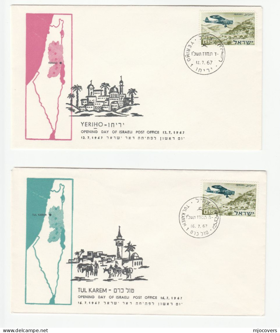1967 Nablus Genin Taybeh Jericho Tulkarm PALESTINE WEST BANK  Illus  5 COVERS  Israel Stamps Cover - Covers & Documents