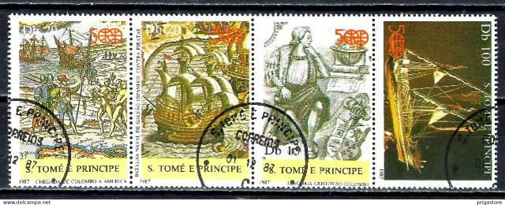 Saint Thomas Et Prince 1987 Bateaux Voiliers (62) Yvert N° 884 à 886 + Timbre Du BF 52 Oblitérés Used - Sao Tomé Y Príncipe