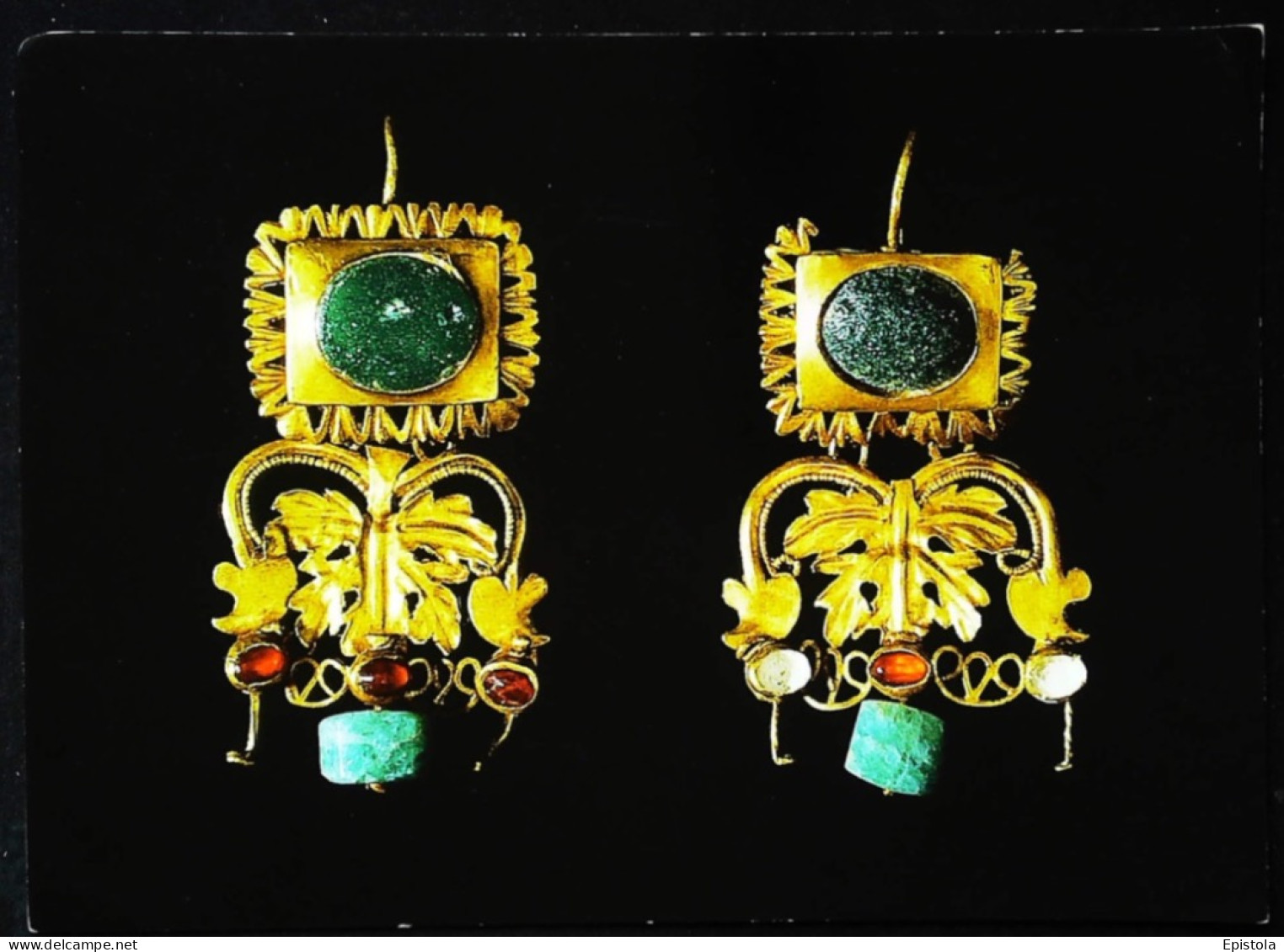 ► MAXI CARTE Dim 18x13  - Boucle D'Oreille Grèce Antique Gold Earrings - Antiek