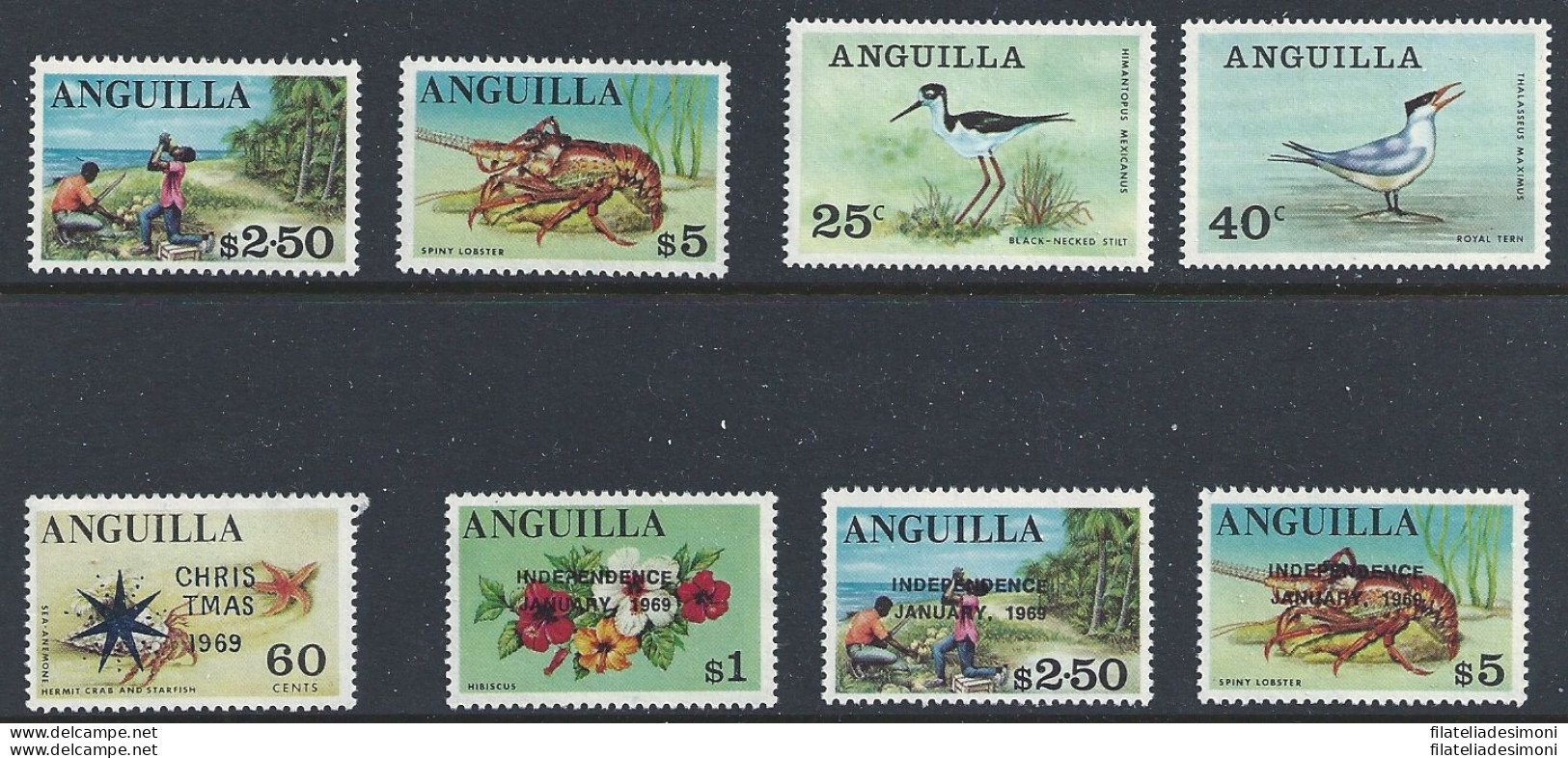 1967-70 ANGUILLA - Yv. N° 1/87 + Ordinaria Indipendence 1969 MNH** - Andere & Zonder Classificatie