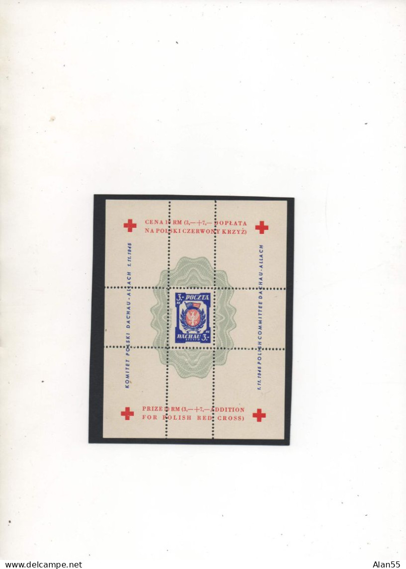 POLOGNE.DACHAU.1945. "CROIX-ROUGE",BLOC FEUILLET DENTELE C51 .NEUF**;1ER CHOIX ; - Prisoner Camps