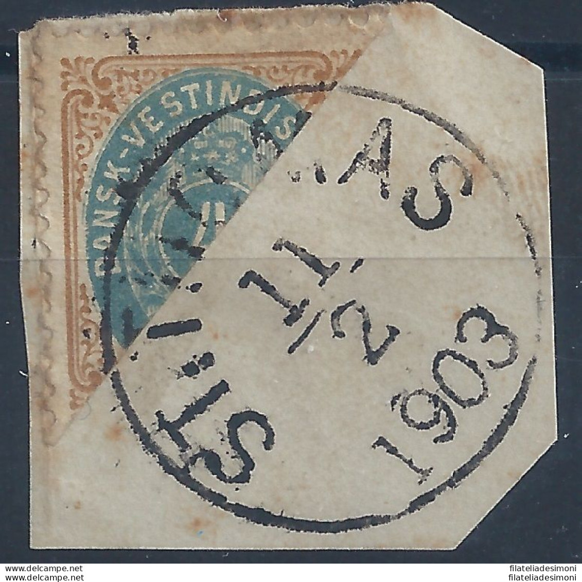 1873-79 ANTILLE DANESI, Yv. N° 7a USATO SU FRAMMENTO - Amerika (Varia)