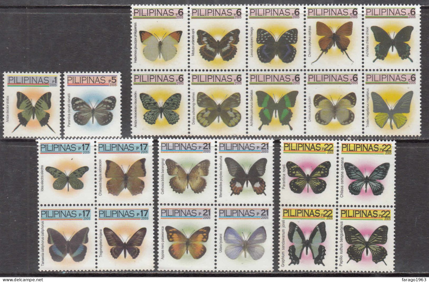 2005 Philippines Butterflies Definitives   Set Of 24 MNH - Filippine