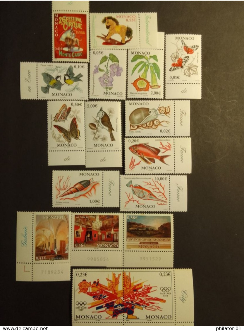 MONACO 2002 Incomplète Du N° 2319 Au N° 2368 ( 50 Timbres)    Neuf Avec Gomme - Années Complètes