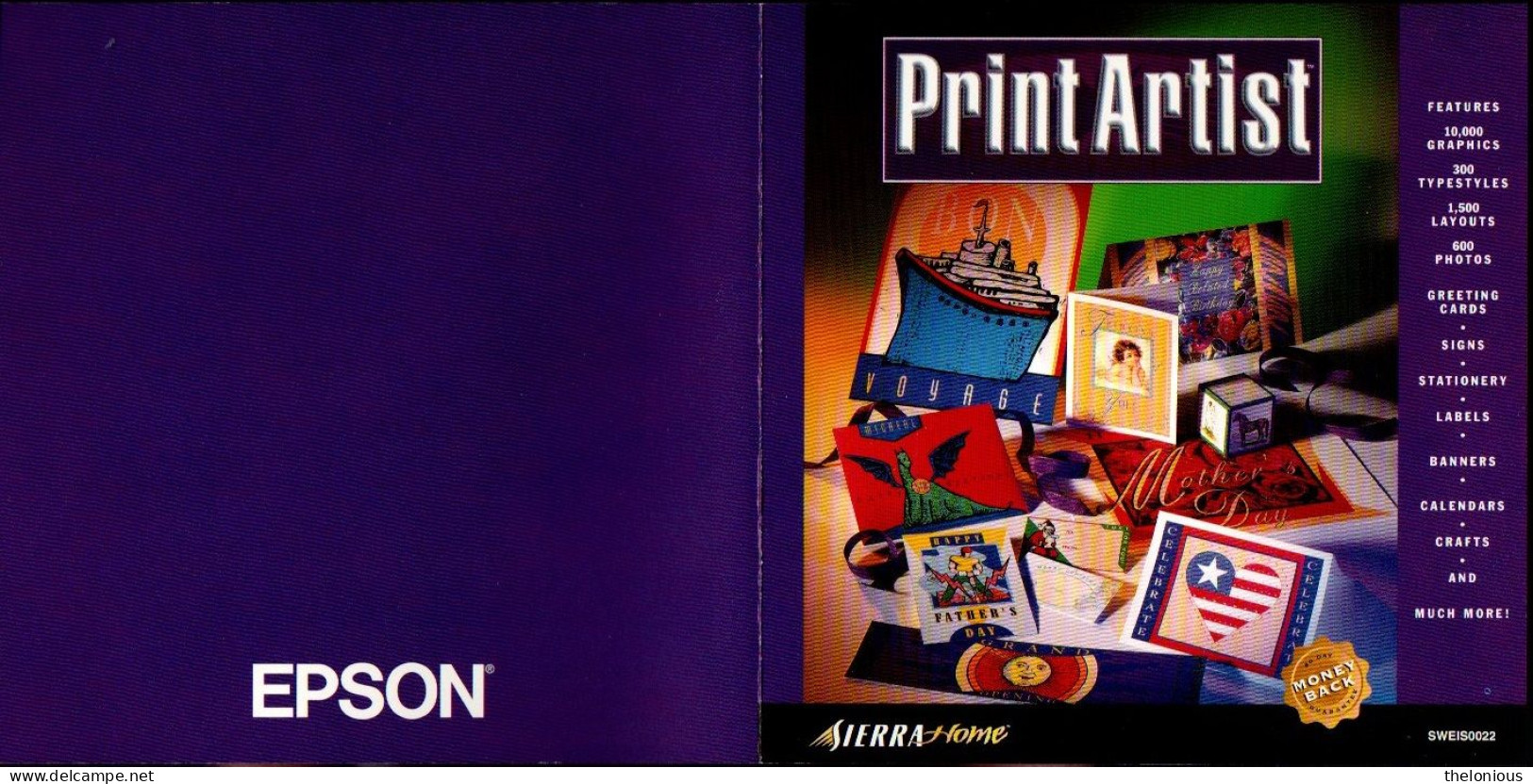 # CD ROM Print Artist 4.0 Italiano/English - EPSON - Sierra Ultra Pinball - Andere Formaten