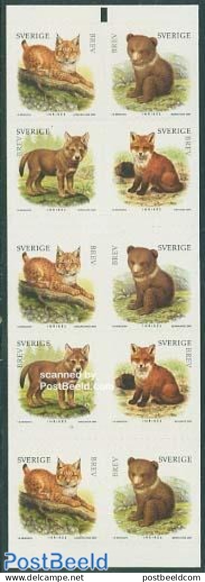 Sweden 2005 Young Animals Booklet, Mint NH, Nature - Animals (others & Mixed) - Bears - Cat Family - Stamp Booklets - Ongebruikt