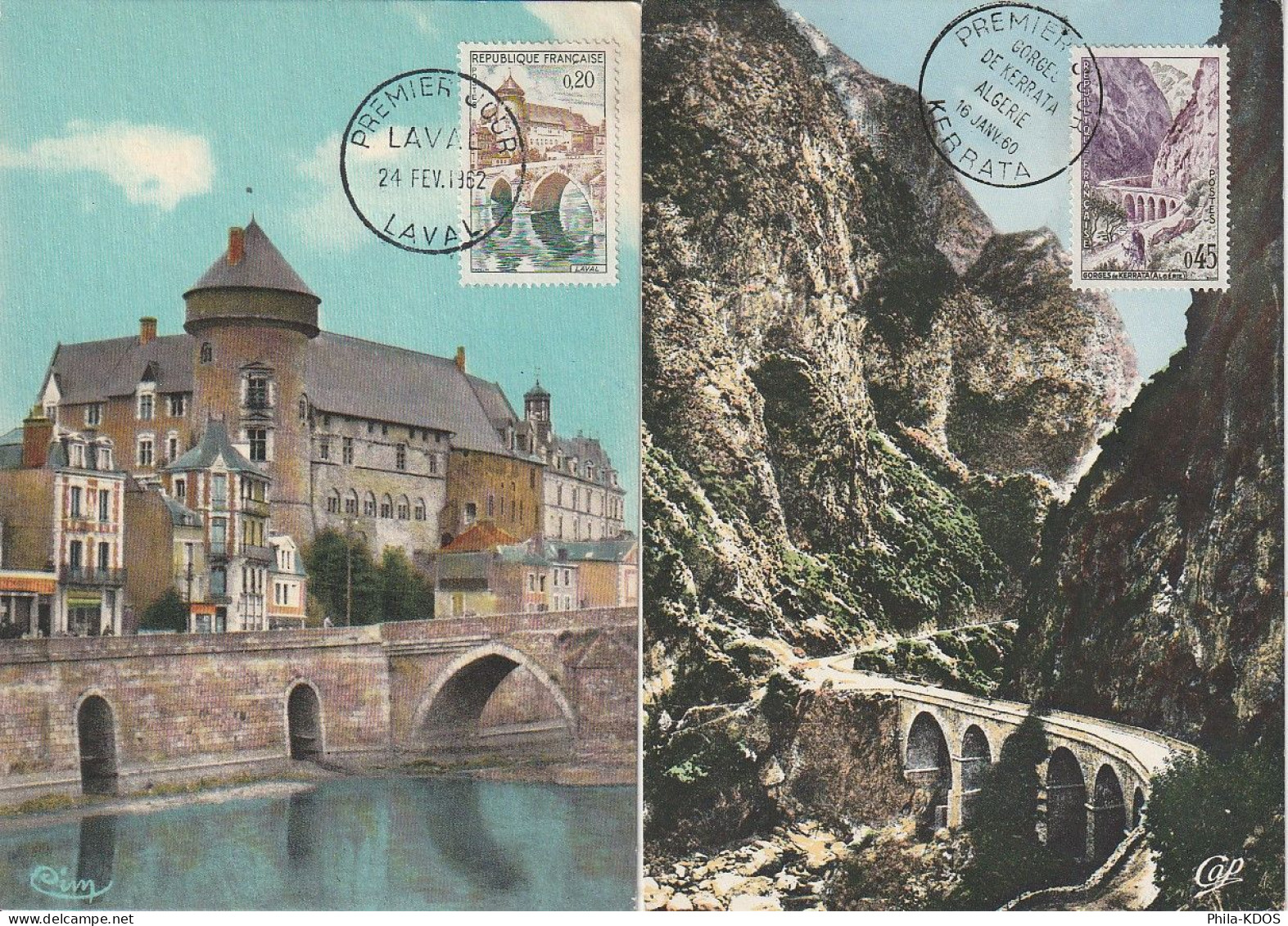 Lot " PONTS " Sur 2 Cartes Maximum De 1960 Et 1962 N° YT 1237 Et 1330. Parfait état. CM à Saisir !!! - Ponti