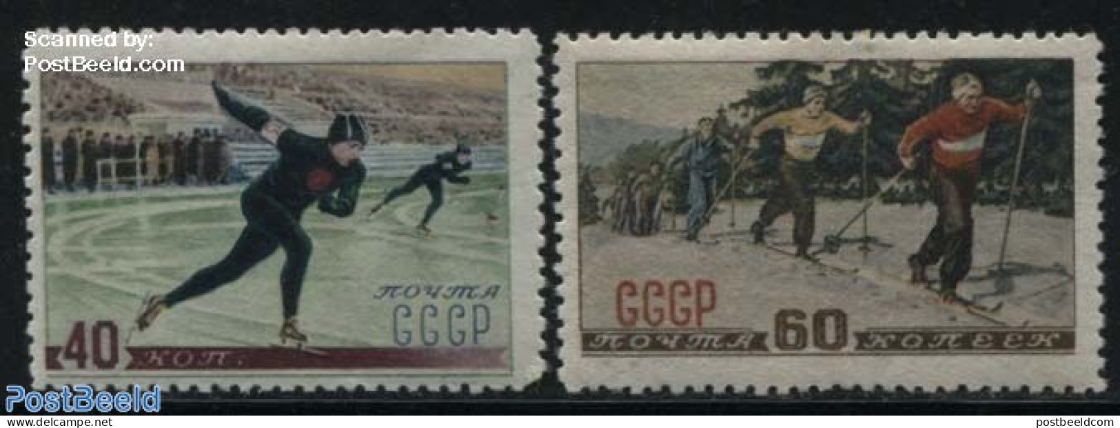 Russia, Soviet Union 1952 Wintersports 2v, Unused (hinged), Sport - Skating - Skiing - Sport (other And Mixed) - Neufs
