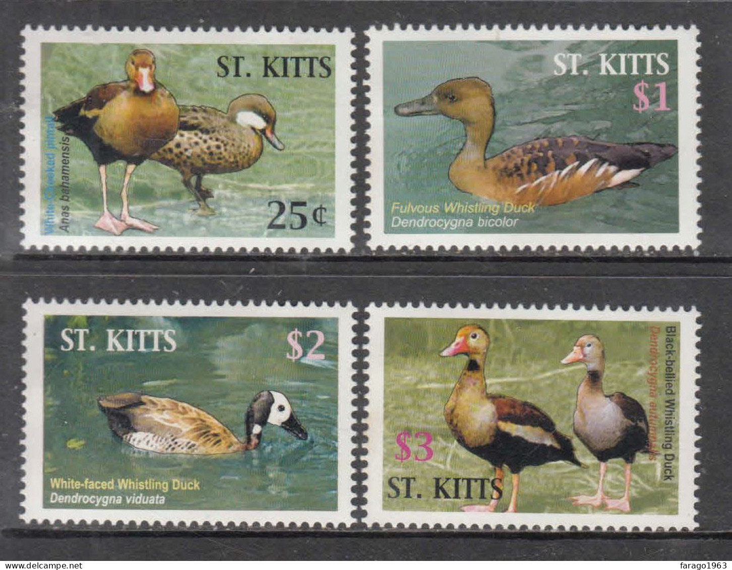 2005 St. Kitts Ducks Complete Set Of 4 MNH - St.Kitts And Nevis ( 1983-...)