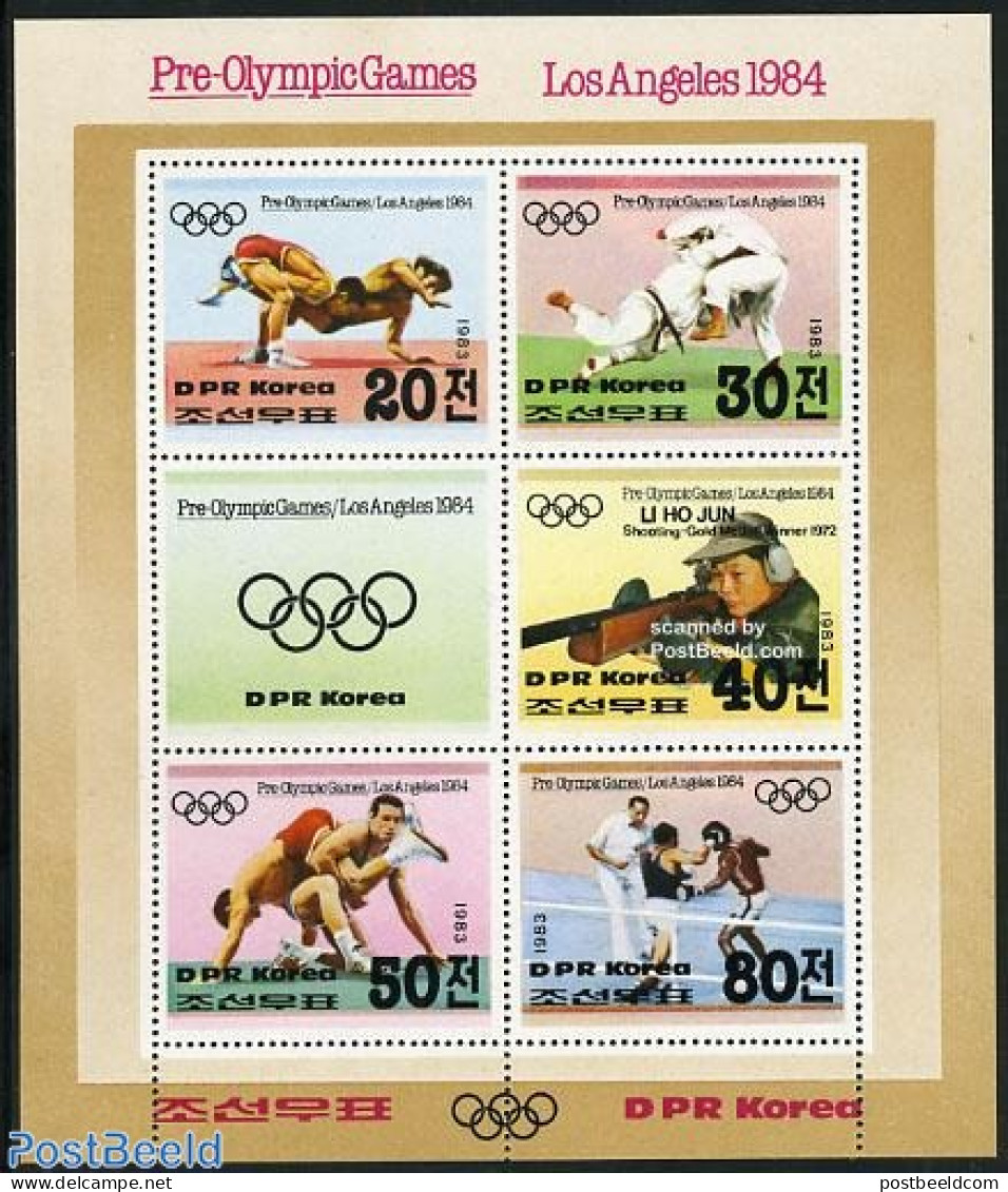 Korea, North 1983 Olympic Games 5v M/s, Mint NH, Sport - Boxing - Judo - Olympic Games - Shooting Sports - Boxen