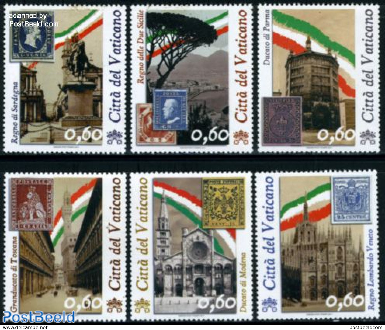 Vatican 2011 150 Years United Italy 6v, Mint NH, Nature - Religion - Horses - Churches, Temples, Mosques, Synagogues -.. - Neufs