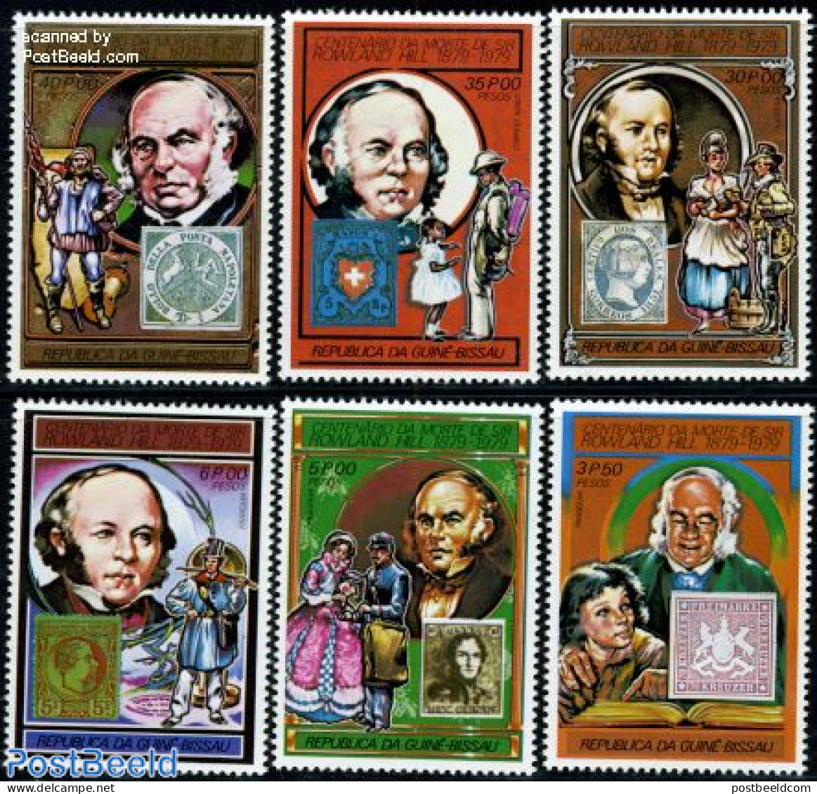 Guinea Bissau 1978 Sir Rowland Hill 6v, Mint NH, Sir Rowland Hill - Stamps On Stamps - Rowland Hill