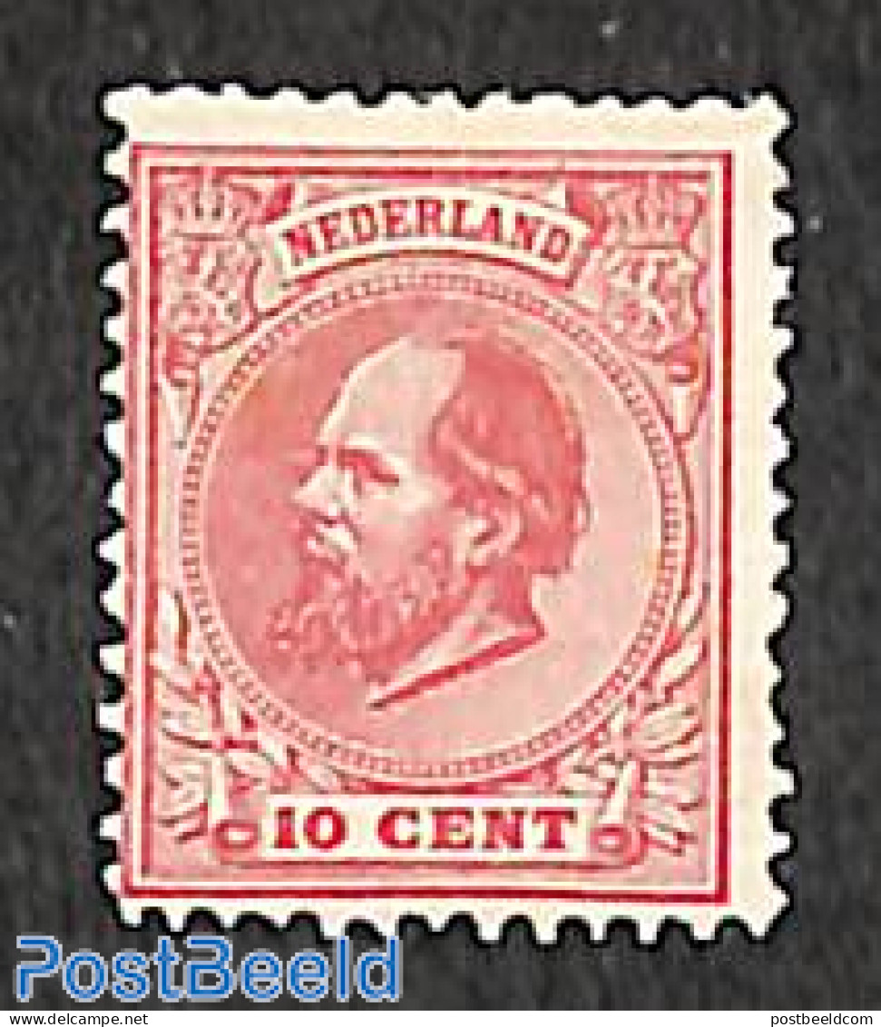 Netherlands 1875 10c, Perf. 12.5:12, Stamp Out Of Set, Unused (hinged) - Ongebruikt