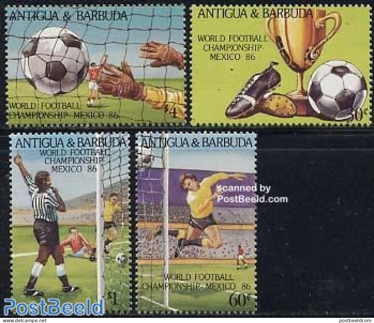 Antigua & Barbuda 1986 World Cup Football 4v, Mint NH, Sport - Football - Antigua And Barbuda (1981-...)