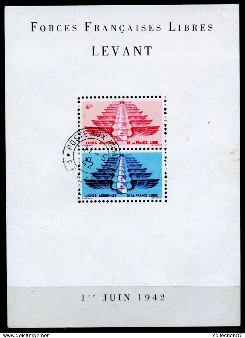 REF 087 > LEVANT < BLOC N° 1 Ø < Oblitéré Cachet Poste Aux Armées F.F.L. 6 Du 11-05-1942 < Ø Used Block - Oblitérés