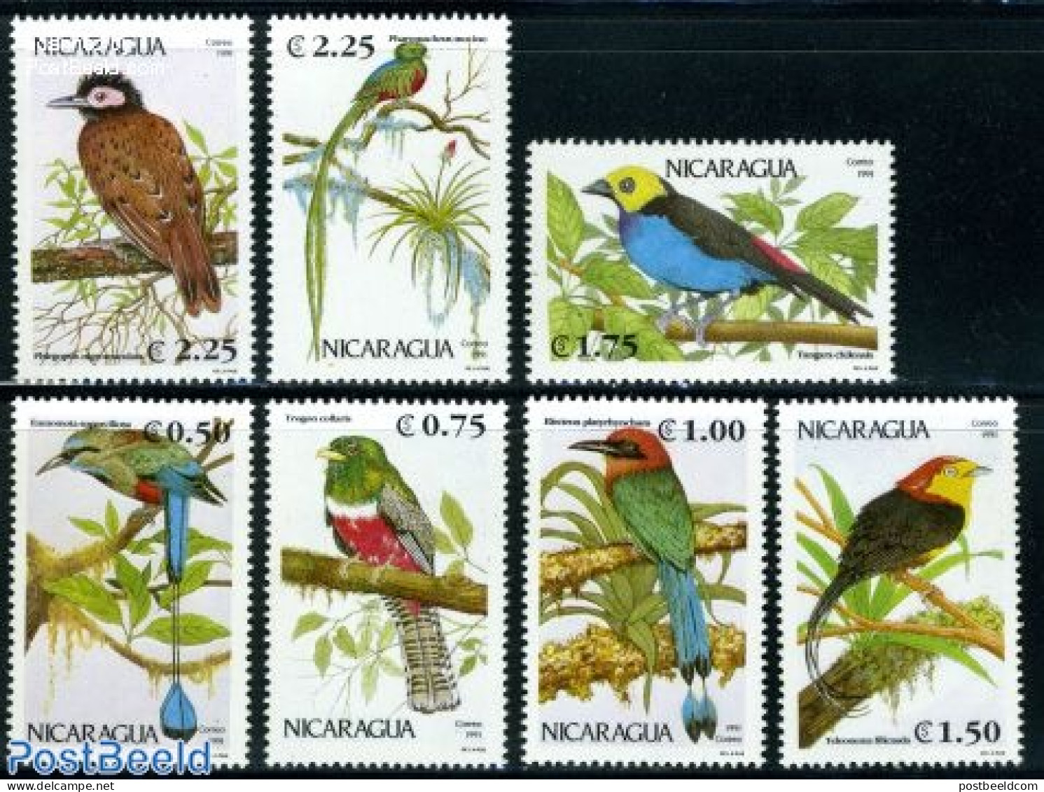 Nicaragua 1991 Birds 7v, Mint NH, Nature - Birds - Nicaragua