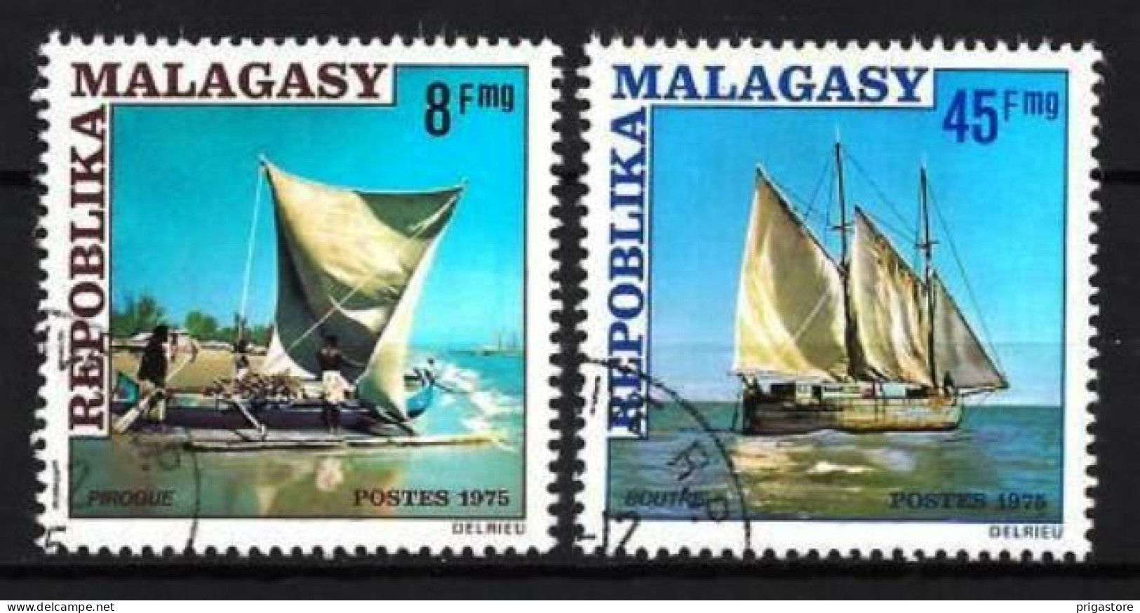 Madagascar 1975 Bateaux Voiliers (92) Yvert N° 576 Et 577 Oblitérés Used - Madagascar (1960-...)