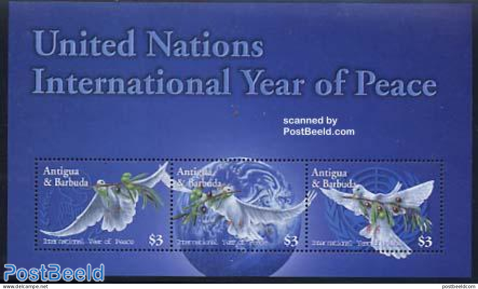 Antigua & Barbuda 2004 Int. Year Of Peace 3v M/s, Mint NH, History - Nature - Peace - Birds - Antigua And Barbuda (1981-...)