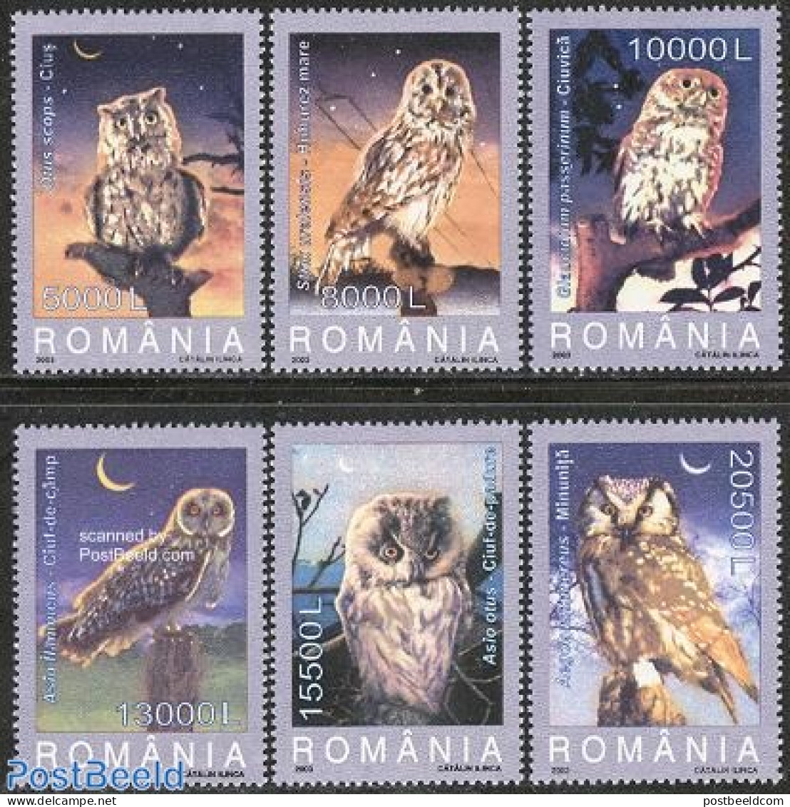 Romania 2003 Owls 6v, Mint NH, Nature - Birds - Birds Of Prey - Owls - Ungebraucht