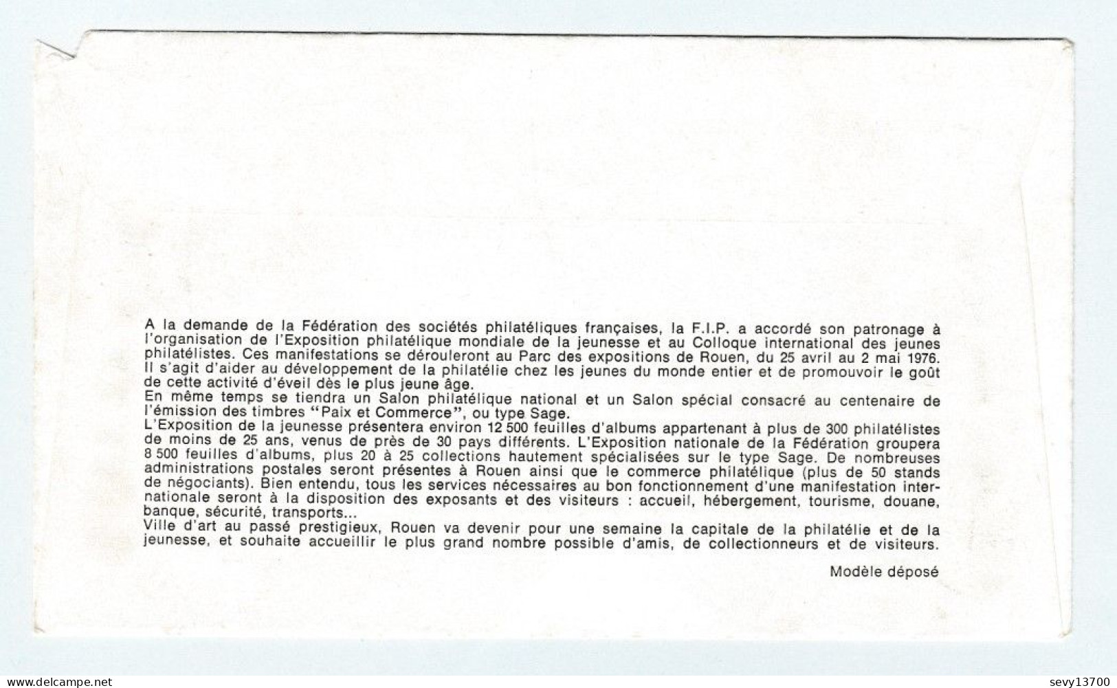 Enveloppe Premier Jour D'émission 27 Avril 1976 JUVAROUEN - Exposition Philatélique De La Jeunesse - 1970-1979