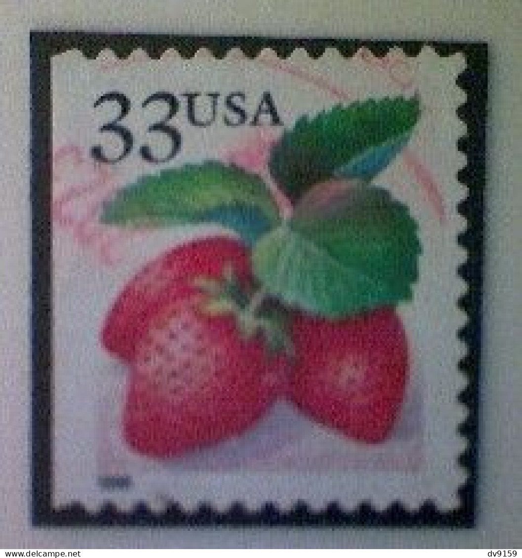 United States, Scott #3296, Used(o), 1999 Definitive Booklet Stamp, Strawberries,33¢ - Used Stamps