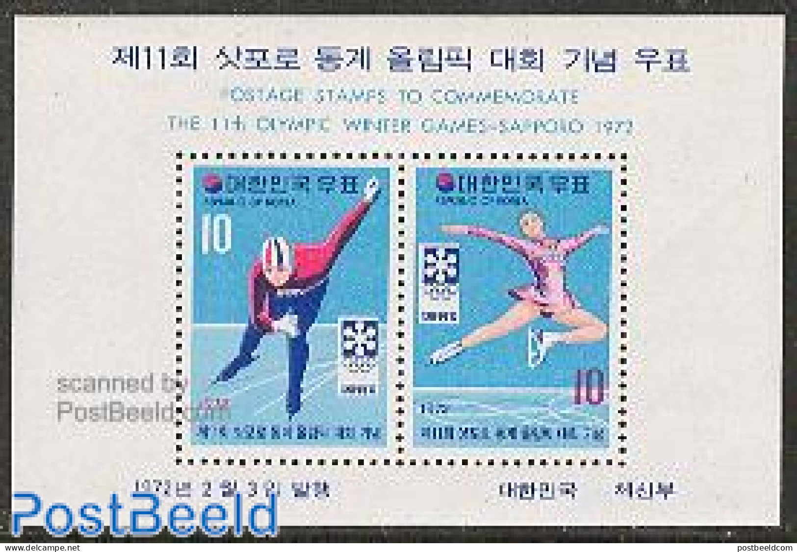 Korea, South 1972 Olympic Winter Games Sapporo S/s, Mint NH, Sport - Olympic Winter Games - Skating - Korea (Zuid)