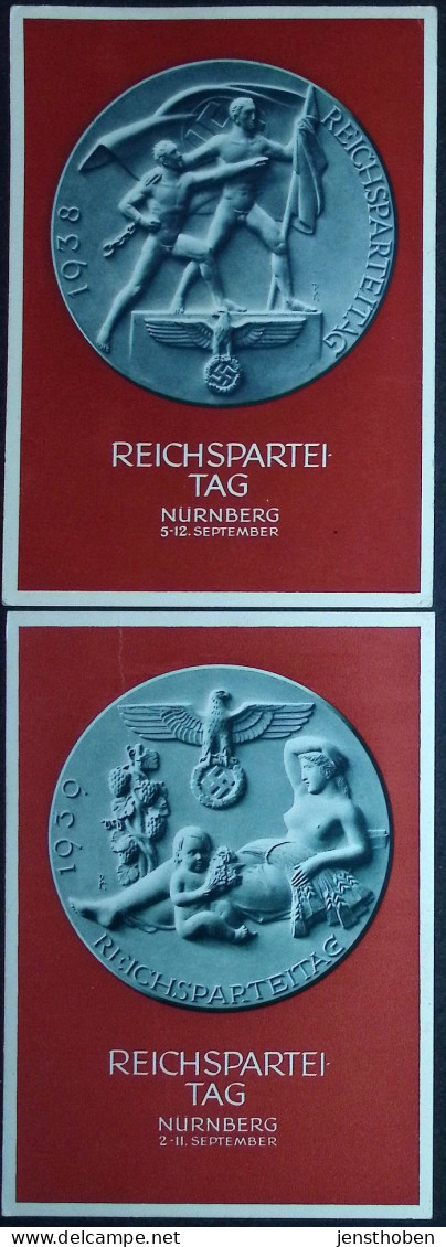 NÜRNBERG  Reichsparteitag 5 Festpostkarten  EF , MiF , GS  1935-1939 - Briefe U. Dokumente