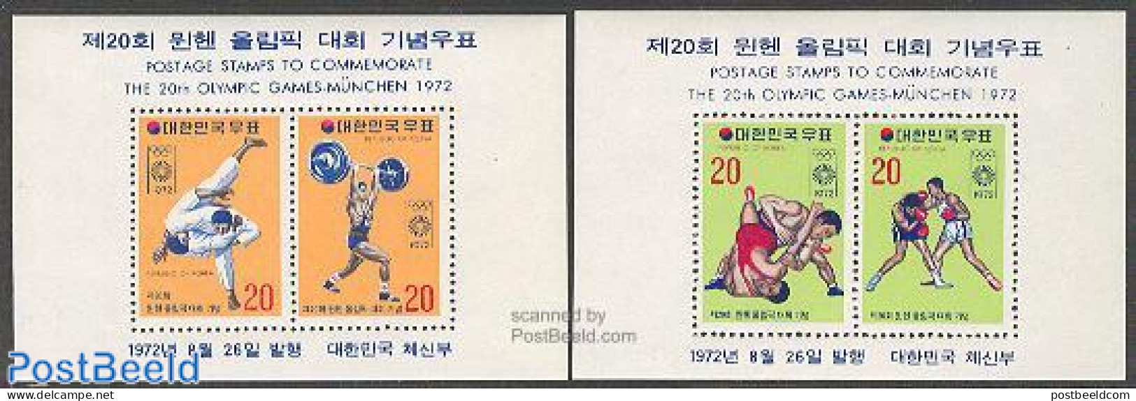 Korea, South 1972 Olympic Games Munich 2 S/s, Mint NH, Sport - Boxing - Judo - Olympic Games - Weightlifting - Boxing